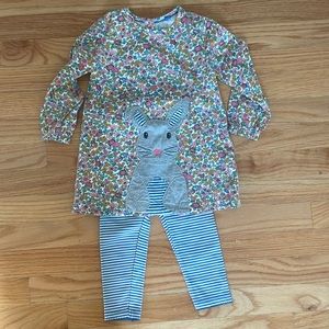Boden bunny set - floral top stripe pant - 2-3Y